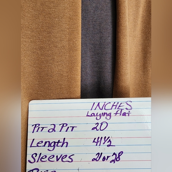 Magaschoni Tan Gray Open Front Knit Duster Coat SZ Medium - Picture 7 of 7